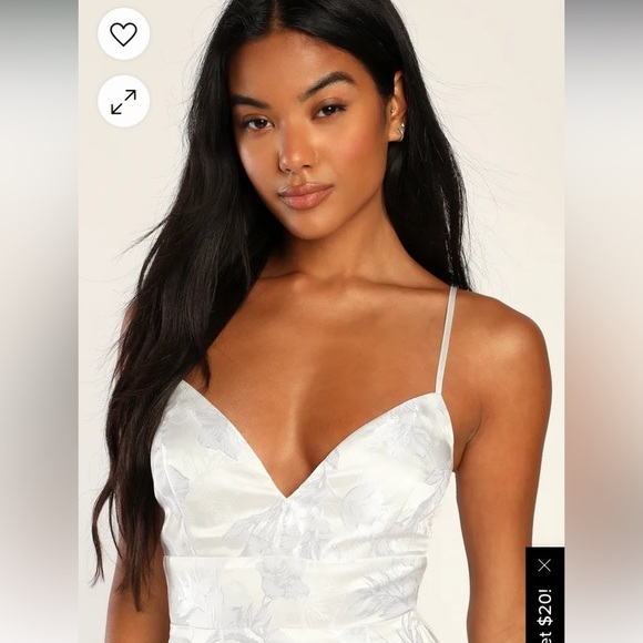 Lulus With Passion White Floral Print Jacquard Sleeveless Maxi Dress size S new - Picture 5 of 16